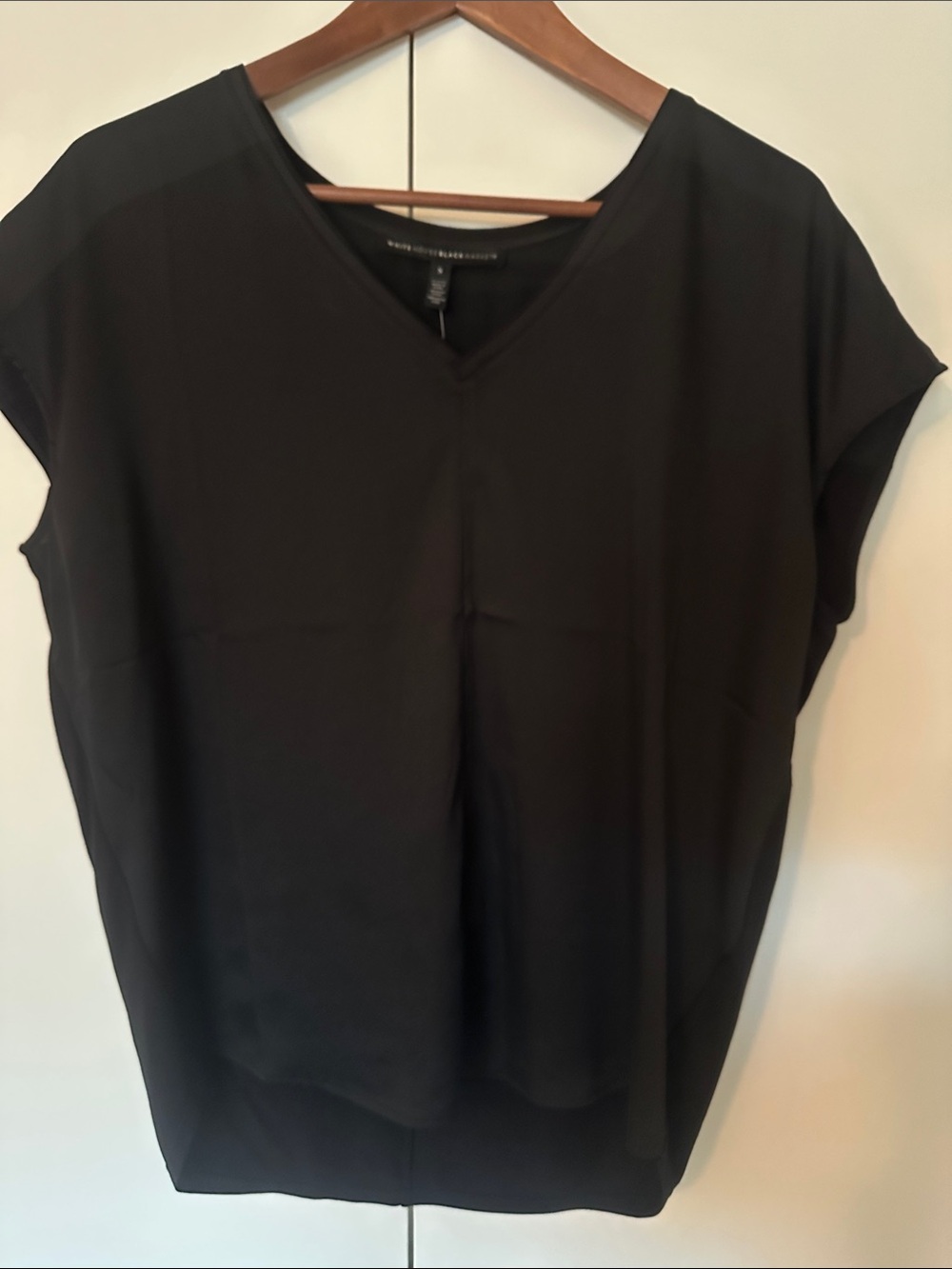 White House Black Market Black V-Neck Dolman Sleeve Blouse